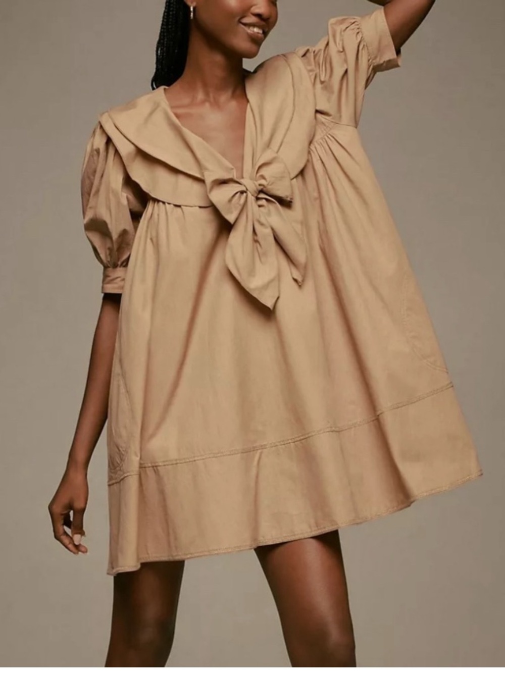 pilcro by anthropologie Short-Sleeve Bow-Front Tunic Mini Dress size large - Picture 3 of 7